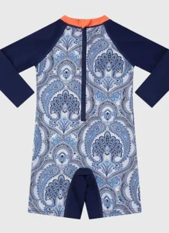 Kids/BOY Aqua Blu Long Sleeve Sunsuit
