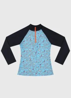 Kids/BOY Aqua Blu Long Sleeve Rash Vest
