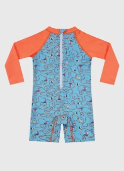 Kids/BOY Aqua Blu Long Sleeve Sunsuit