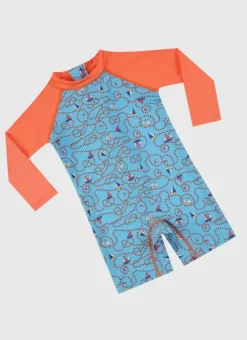 Kids/BOY Aqua Blu Long Sleeve Sunsuit