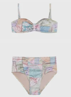Kids Aqua Blu Bandeau Bikini Set