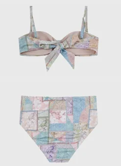 Kids Aqua Blu Bandeau Bikini Set
