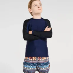 Kids Aqua Blu Building Blocks Long Sleeve Rash Vest