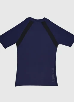 Kids Aqua Blu Building Blocks Short Sleeve Rash Vest
