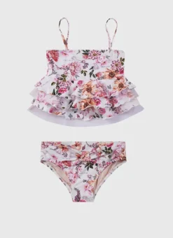 Kids Aqua Blu Tiered Frill Bikini Set