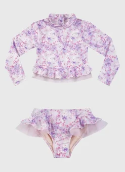 Kids Aqua Blu Long Sleeve Rash Vest Set