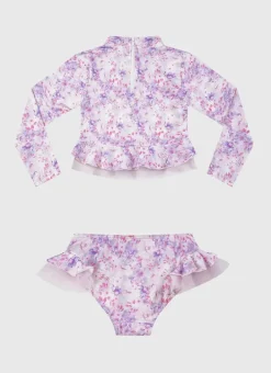 Kids Aqua Blu Long Sleeve Rash Vest Set