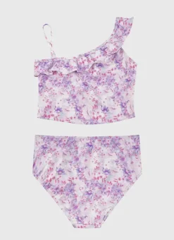 Kids Aqua Blu One Shoulder Bikini Set