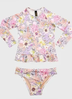 Kids Aqua Blu Long Sleeve Rash Vest Set