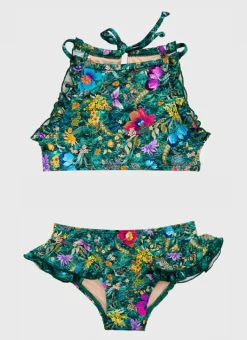 Kids Aqua Blu Halter Neck Bikini Set