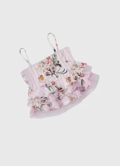 Kids Aqua Blu Tiered Frill Tankini Set