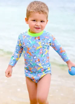 Kids Aqua Blu Long Sleeve Rash Vest