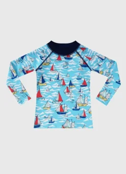 Kids/BOY Aqua Blu Helm Long Sleeve Rash Vest