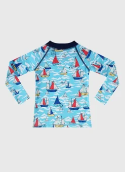 Kids/BOY Aqua Blu Helm Long Sleeve Rash Vest