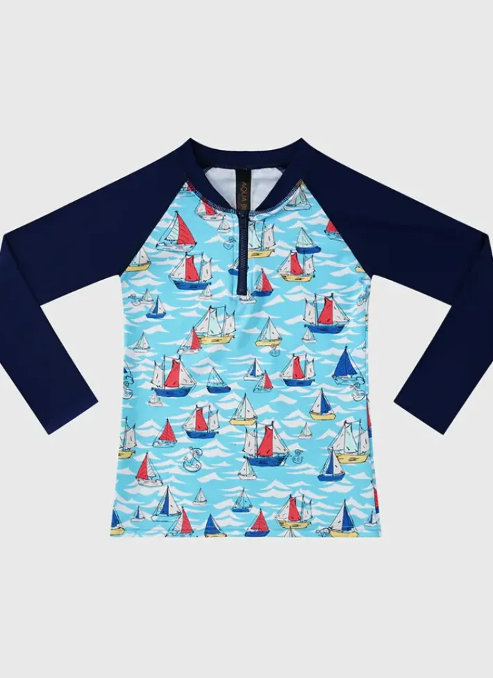 Kids/BOY Aqua Blu Long Sleeve Rash Vest