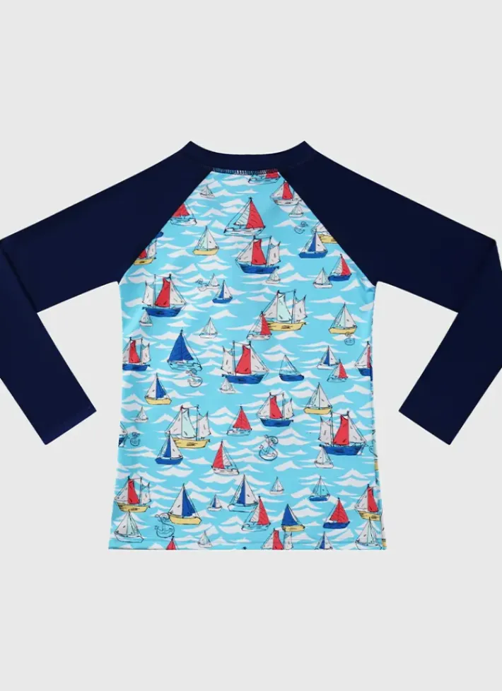 Kids/BOY Aqua Blu Long Sleeve Rash Vest