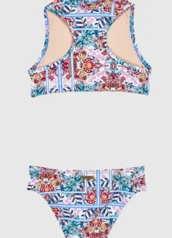 Kids Aqua Blu High Neck Bikini Set