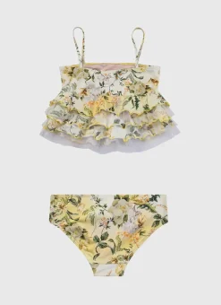 Kids Aqua Blu Tiered Frill Bikini Set