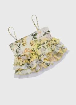 Kids Aqua Blu Tiered Frill Tankini Set