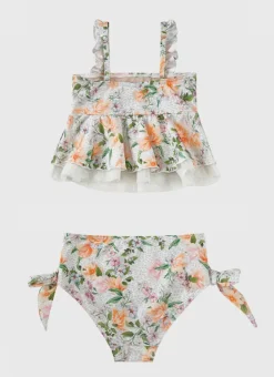 Kids Aqua Blu Frill Bikini Set