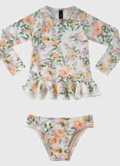 Kids Aqua Blu Long Sleeve Rash Vest Set
