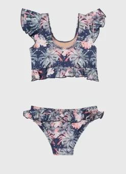 Kids Aqua Blu Frill Bikini Set