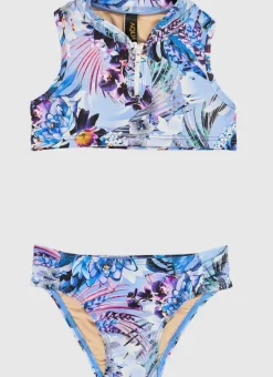 Kids Aqua Blu High Neck Bikini Set