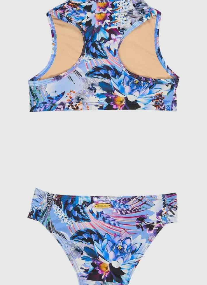 Kids Aqua Blu High Neck Bikini Set