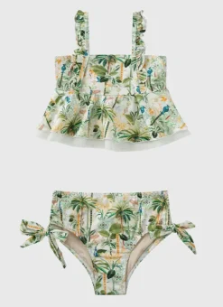 Kids Aqua Blu Frill Bikini Set