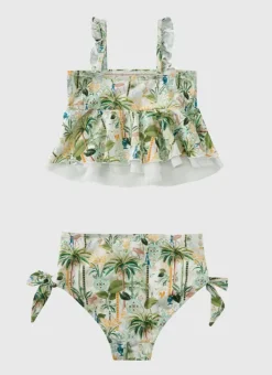 Kids Aqua Blu Frill Bikini Set