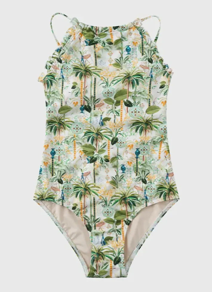 Kids Aqua Blu Halter Neck One Piece