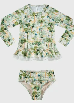 Kids Aqua Blu Long Sleeve Rash Vest Set