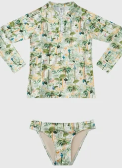 Kids Aqua Blu Long Sleeve Rash Vest Set
