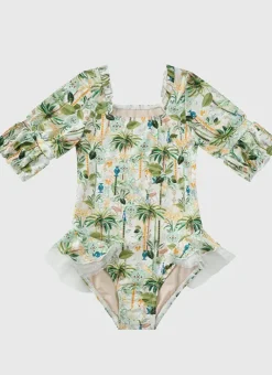 Kids Aqua Blu Short Sleeve Puff One Piece