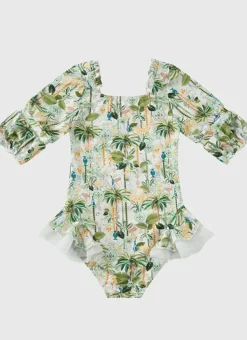 Kids Aqua Blu Short Sleeve Puff One Piece