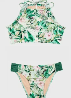 Kids Aqua Blu Halter Bikini Set