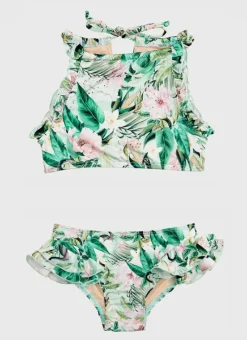 Kids Aqua Blu Halter Neck Bikini Set