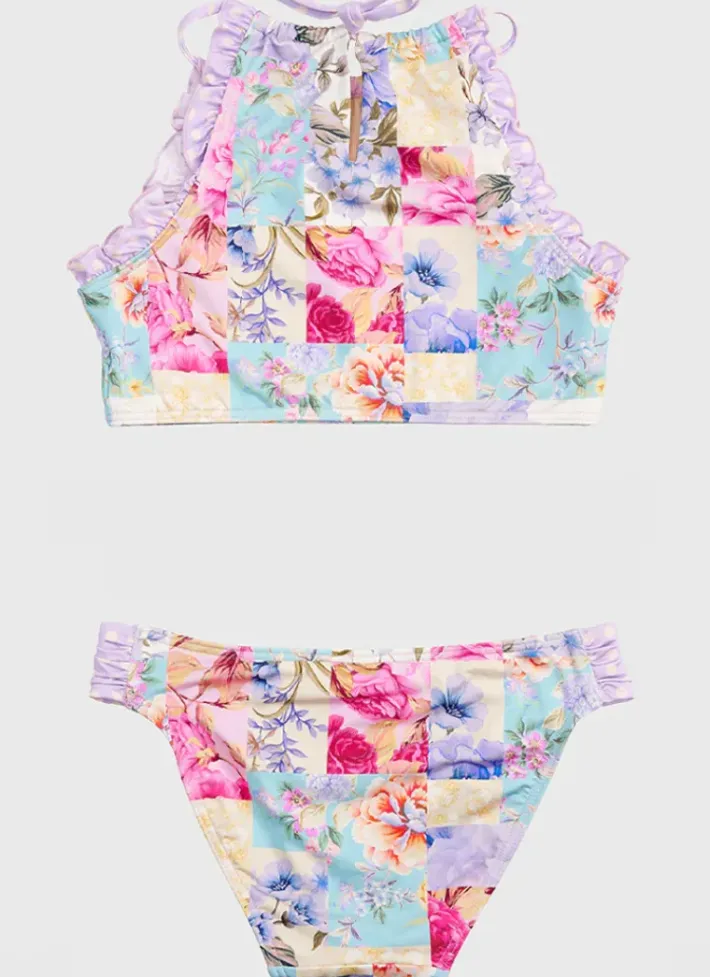 Kids Aqua Blu Halter Neck Bikini Set