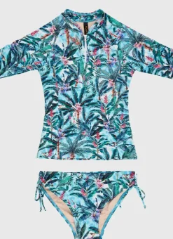 Kids Aqua Blu Long Sleeve Rash Vest Set