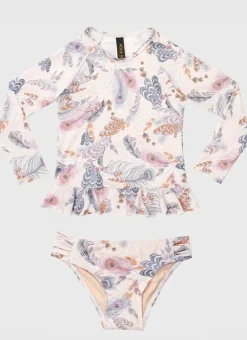 Kids Aqua Blu Long Sleeve Rash Vest Set