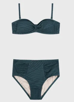 Kids Aqua Blu Stepping Stones Bandeau Bikini Set