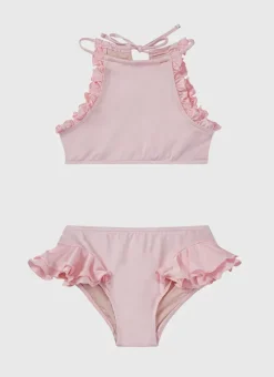 Kids Aqua Blu Stepping Stones Halter Neck Bikini Set
