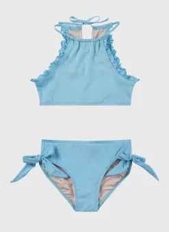 Kids Aqua Blu Stepping Stones Halter Neck Bikini Set