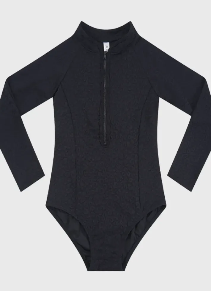 Kids Aqua Blu Stepping Stones Long Sleeve One Piece