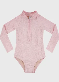 Kids Aqua Blu Stepping Stones Long Sleeve One Piece