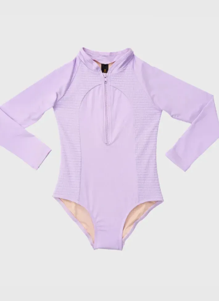 Kids Aqua Blu Stepping Stones Long Sleeve One Piece