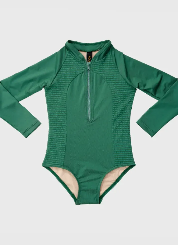 Kids Aqua Blu Stepping Stones Long Sleeve One Piece
