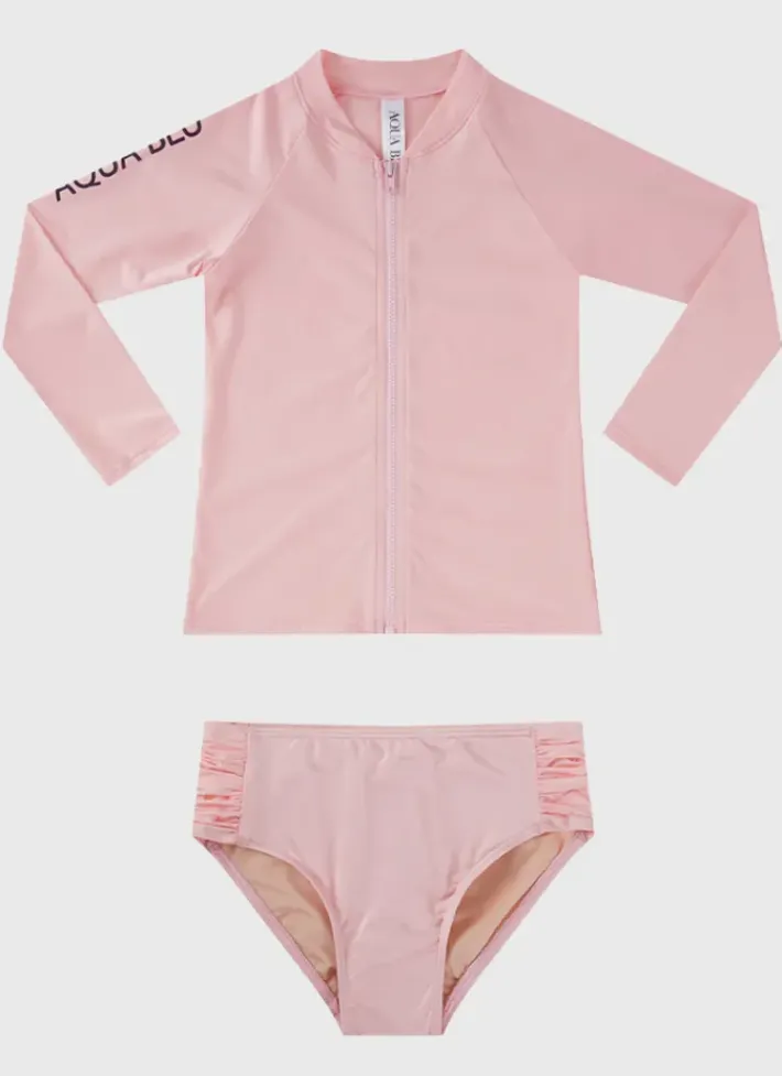 Kids Aqua Blu Stepping Stones Long Sleeve Rash Vest Set (SAMPLE)