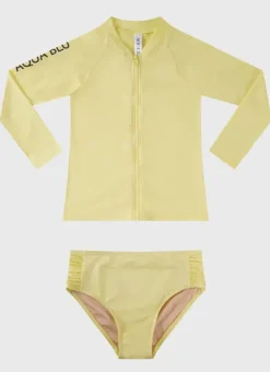 Kids Aqua Blu Stepping Stones Long Sleeve Rash Vest Set