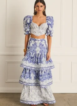Women Aqua Blu Celeste Maxi Skirt (SAMPLE)